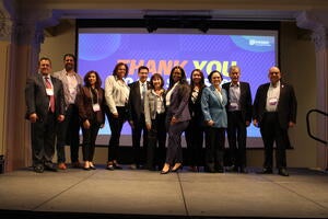 The winners of the 2025 SoCal OASIS Pitch Challenge pictued with the esteemed judges and speakers.